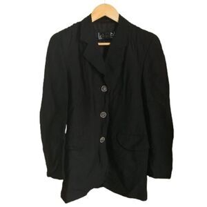 LAUREL Black Luxury Business Casual Linen Simple Breasted Classic Blazer Size 4